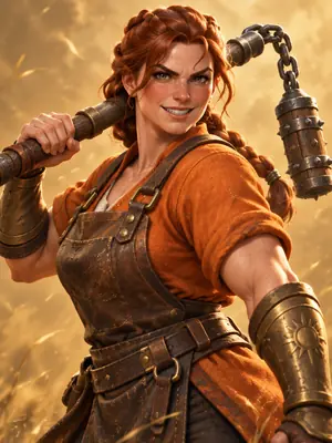 Corrie Flail memanggul flail pengirik