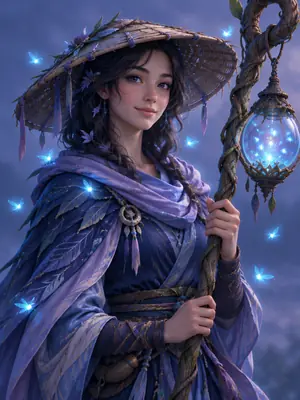 Mira Lanternroot dengan lentera kunang-kunang