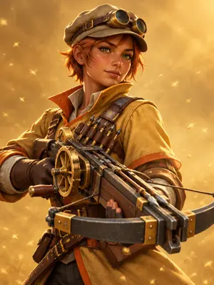 Tamsin Millward dengan crossbow berengkol kincir kuningan